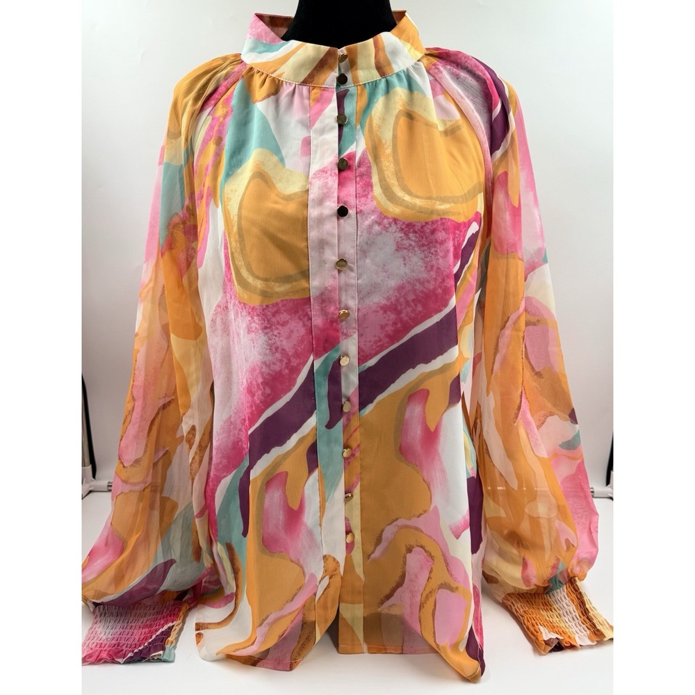 Zesica Women's Silk Casual Blouse Long Sleeve Medium